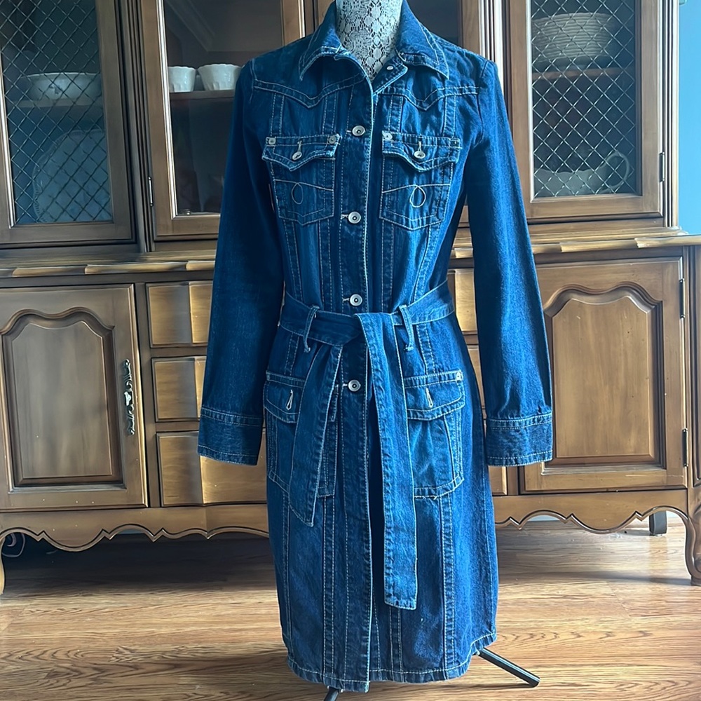 Denim Belted Dress/Jacket Size Medium